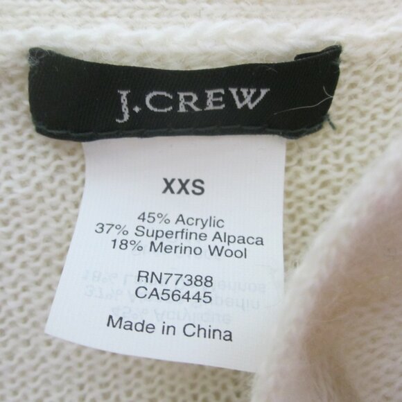 J Crew Women XXS Ivory LS Boyfriend Cardigan Sweater Rhinestone Buttons Alpaca - Picture 4 of 10
